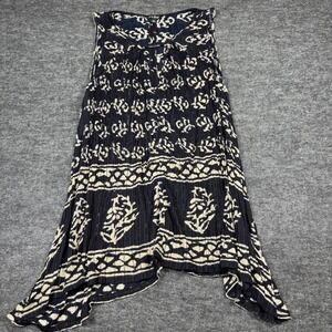 Lucky Brand Long Shirt Black And Cream Print Sleeveless Boho‎ Size S